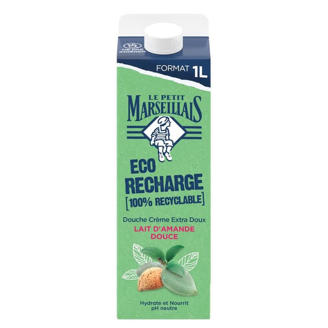 3574661659732 - Le Petit Marseillais - Crème de Douche Extra Doux Hydrate Et Nourrit Au Lait D'Amande Douce Eco Recharge