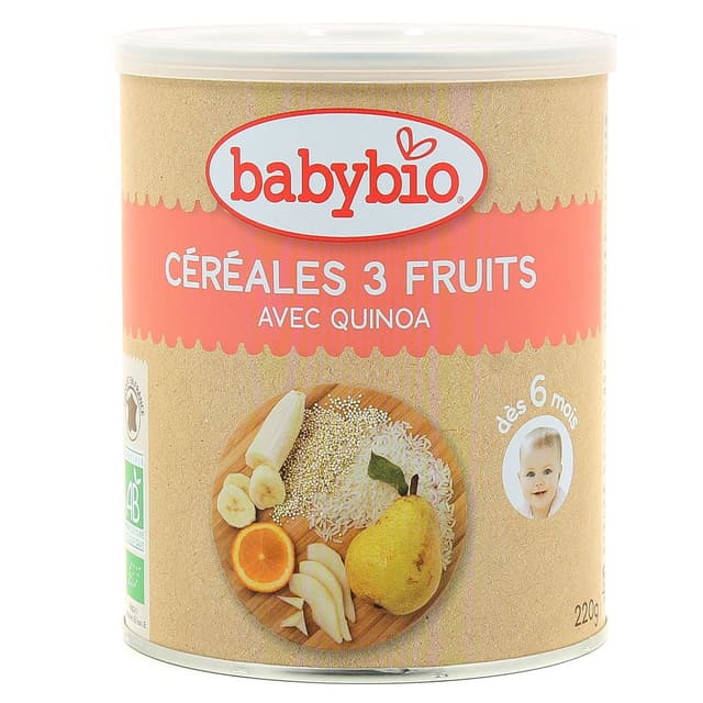 3288131500133 - Babybio - Céréales 3 Fruits avec Quinoa bio Bébé Dès 6 mois