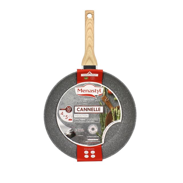 3256390190433 - Ménastyl - Poêle Cannelle manche bois clair - Tous feux dont induction