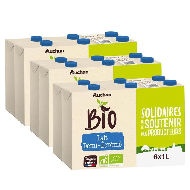 2050000410833 - Auchan Solidaires Bio - Lait demi-écrémé UHT Bio