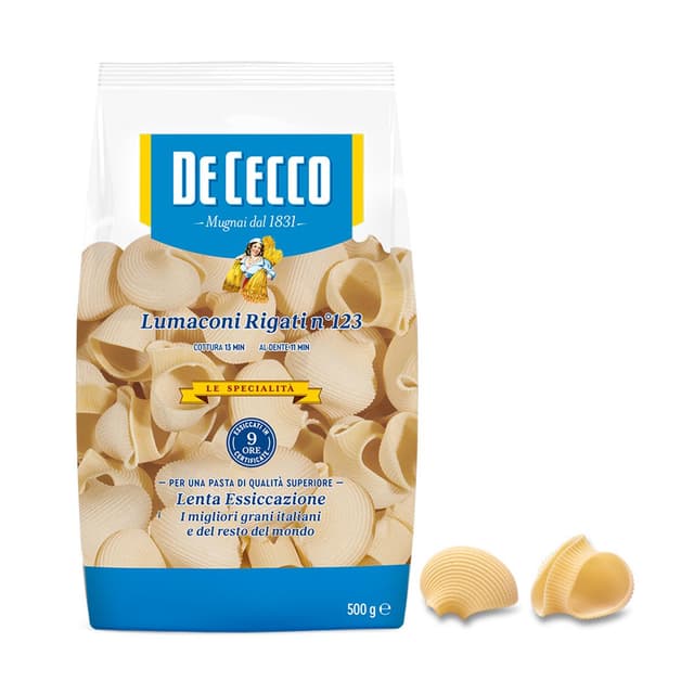8001250121233 - De Cecco - Pâtes Lumaconi Rigati N°123 Premium