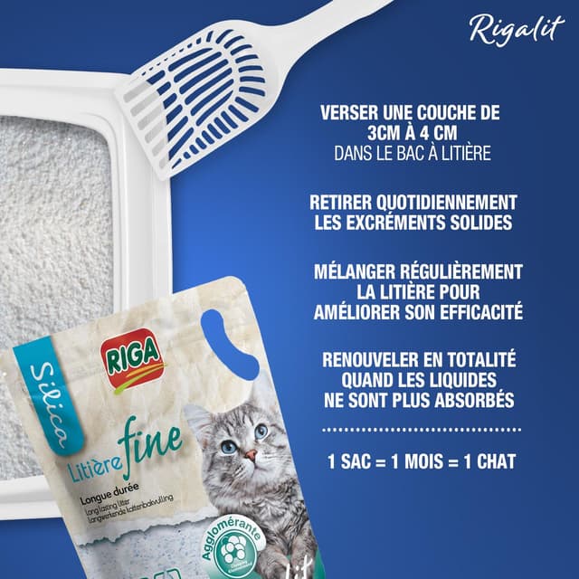 3166780051933 - Riga Rigalit - Litière Silice Agglomérante Fine pour chat 1,8kg