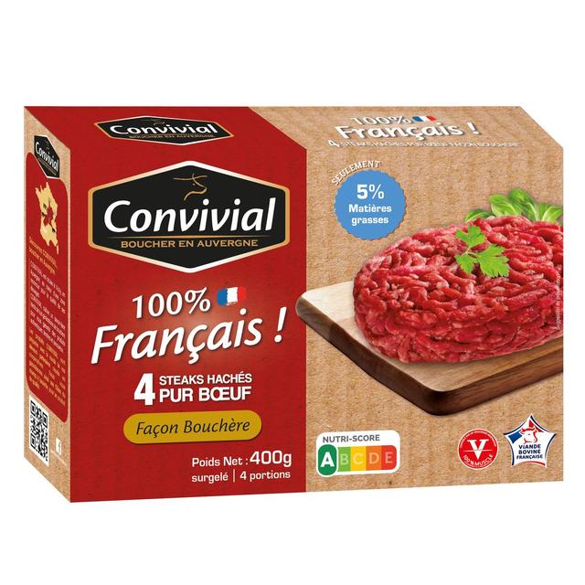 3463490002133 - Convivial - Steaks hachés pur boeuf VBF 5%mg