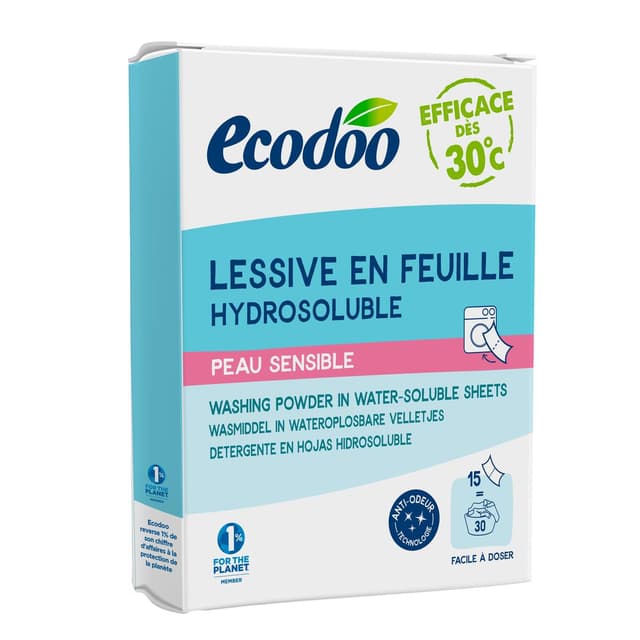 3380380114533 - Ecodoo - Lessive en feuille hydrosoluble peau sensible