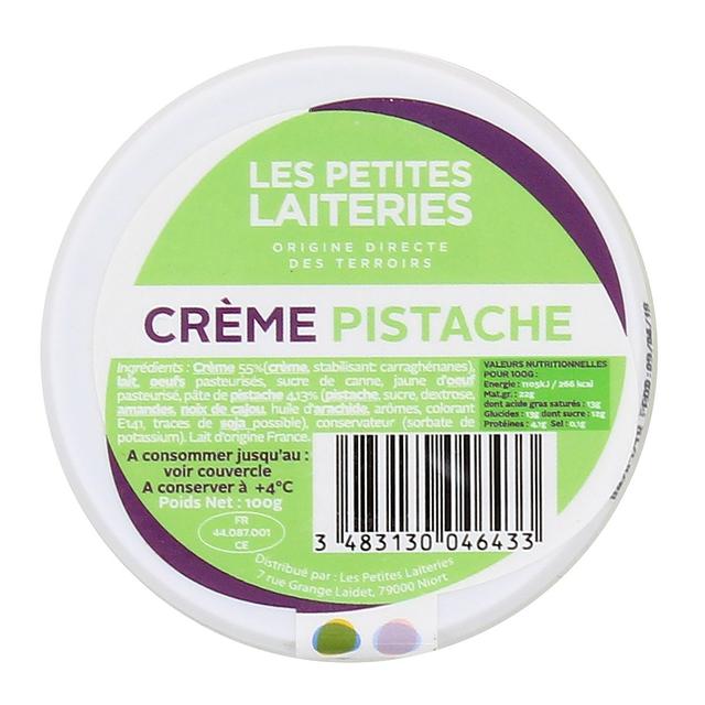 3483130046433 - Les Petites Laiteries - Petit Pot de Crème Pistache - Lait de vache pasteurisé