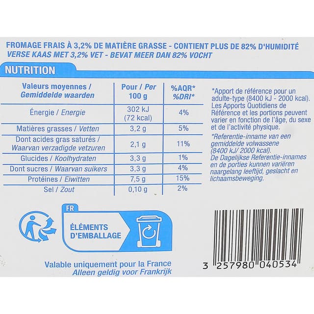 3257980040534 - Cora - Fromage Frais 3,2% Mat.gr