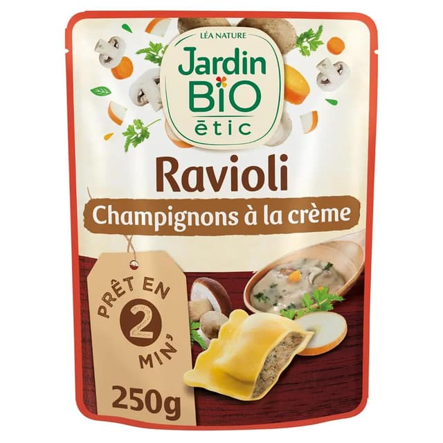 3456300012934 - Jardin Bio Etic - Ravioli Champignon à la Crème Bio en sachet micro-ondable