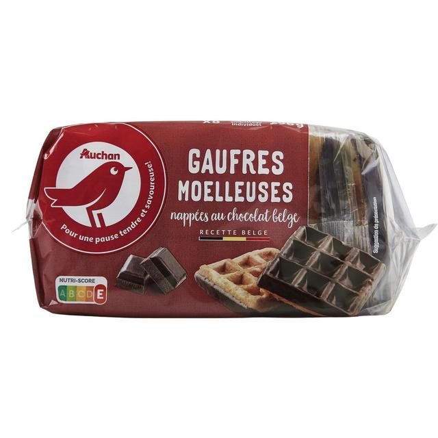 3596710452934 - Auchan - Gaufres moelleuses nappées au chocolat belge 