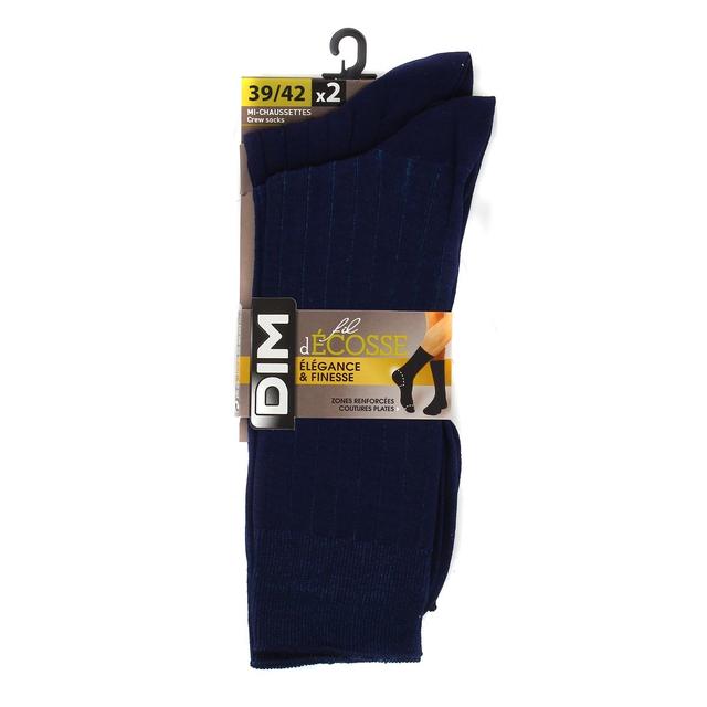 3610861284234 - Dim - 2 paires de mi-Chaussettes fil d'écosse Bleues