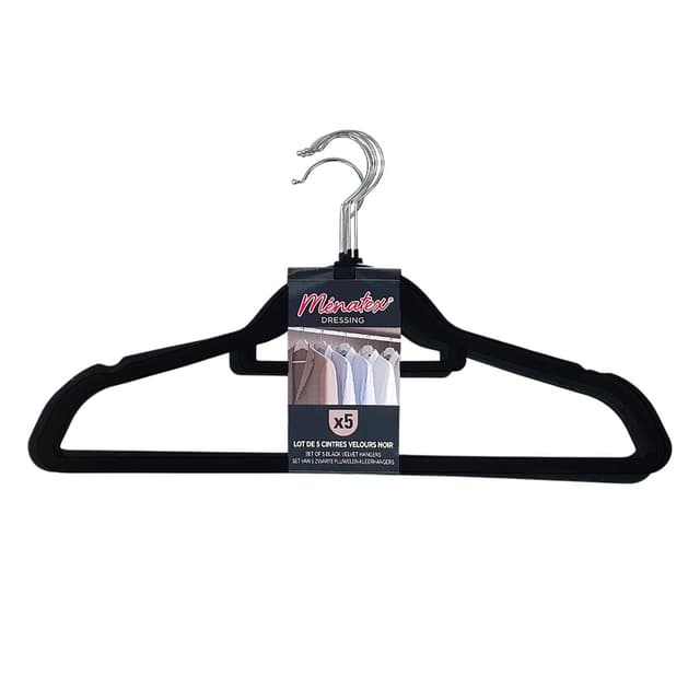 3061050007934 - La Ménagère - 5 cintres velours coloris noir