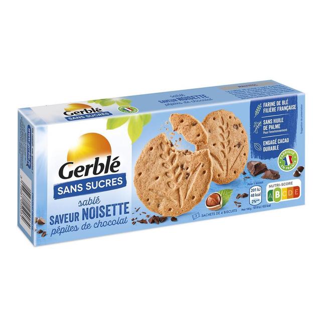 3175681259034 - Gerblé Sans Sucres - 12 Sablés Noisettes et Pepites de Chocolat