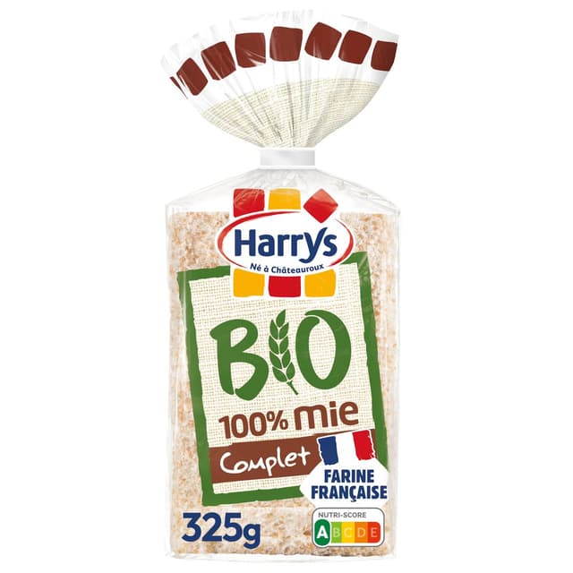 3228857000937 - Harrys - Pain de Mie Complet 100% Mie Sans Croute, Bio, Sans Additifs