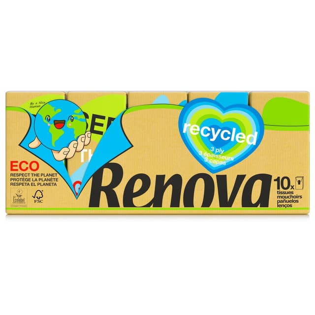 5601028011037 - RENOVA - Mouchoirs en étuis recyclés 3 épaisseurs