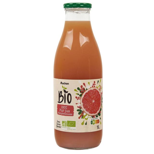 3596710473137 - Auchan BIO - Pur jus de pamplemousse rose sans sucres ajoutés