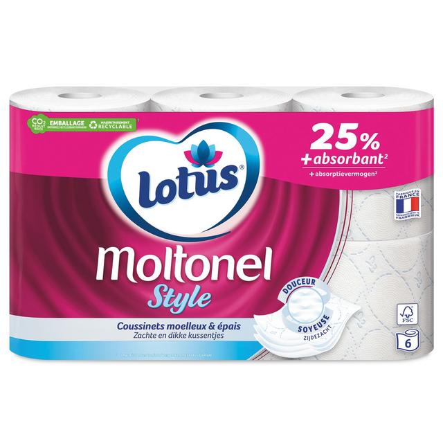 3133200095037 - Lotus - Moltonel - Papier toilette style 3 épaisseurs blanc 