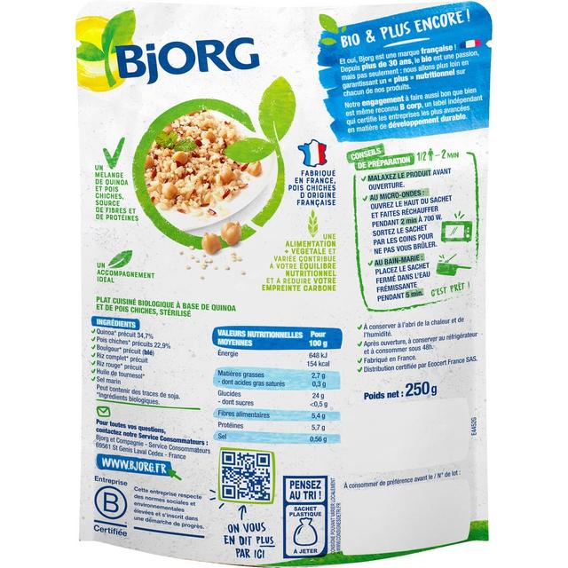 3229820188737 - Bjorg - Quinoa pois chiche Plat Cuisiné bio 