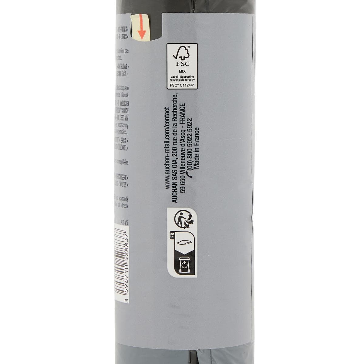 Auchan Sacs poubelle haute avec liens coulissants 50L, 10 sacs