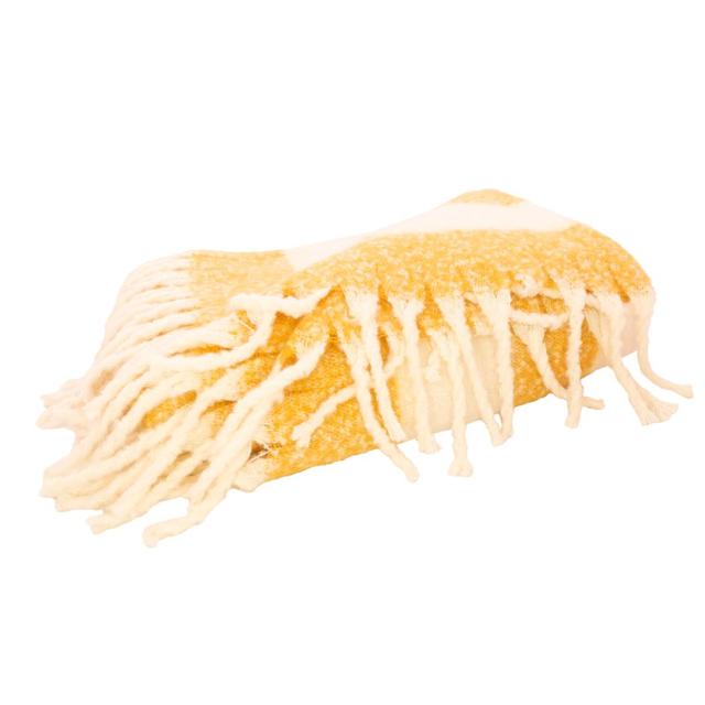 5404035710838 - Point virgule - Plaid en polyester 100% recyclé blanc/ocre 