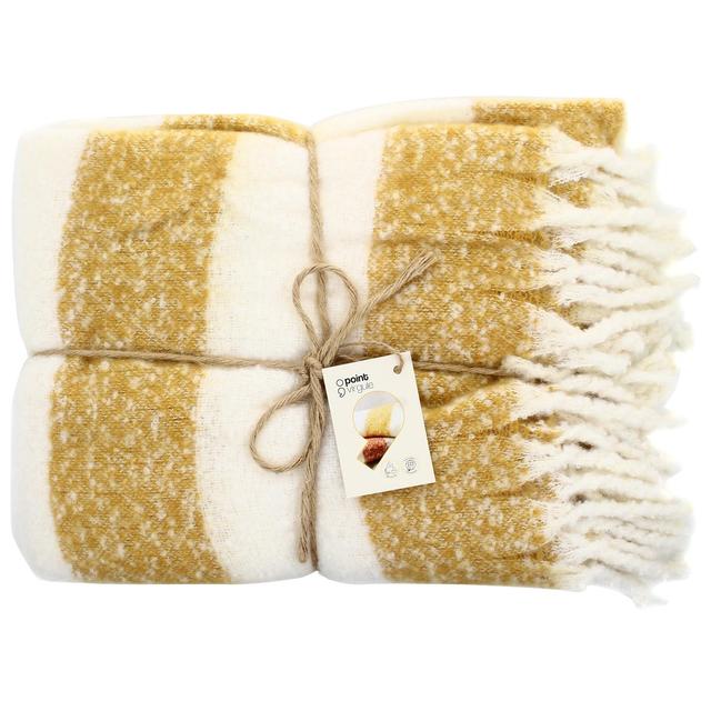 5404035710838 - Point virgule - Plaid en polyester 100% recyclé blanc/ocre 