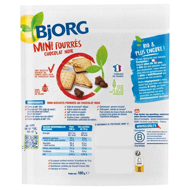 3229820801438 - Bjorg - Mini Fourrés Chocolat Noir Bio