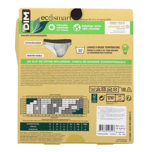 3610862106238 - Dim - 3 slips Green Bio Noir/gris/noir