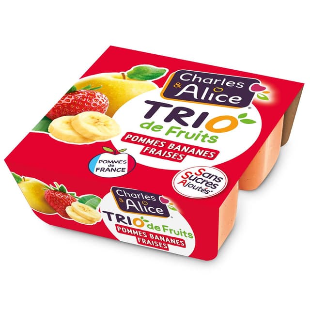 3297760099338 - Charles et Alice - Trio de fruits - Pomme, Banane et Fraise