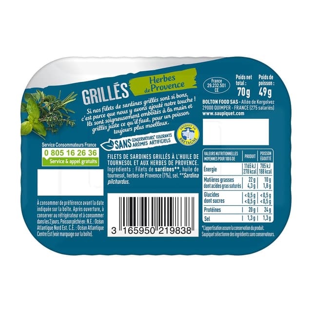 3165950219838 - Saupiquet - Filets de Sardines Grillées aux Herbes de Provence