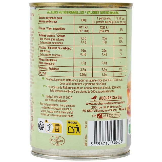 3596710340439 - Auchan - Quenelles de veau sauce financière