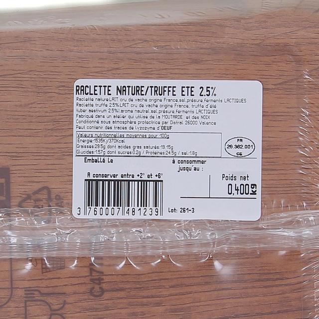 3760007481239 - Les Petites Laiteries - Raclette Nature et Truffe d'été - Lait de vache cru