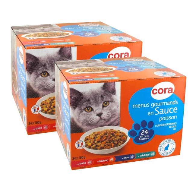 2050000394539 - Cora - Sachets en Sauce Poissons 4 variétés pour chat adulte