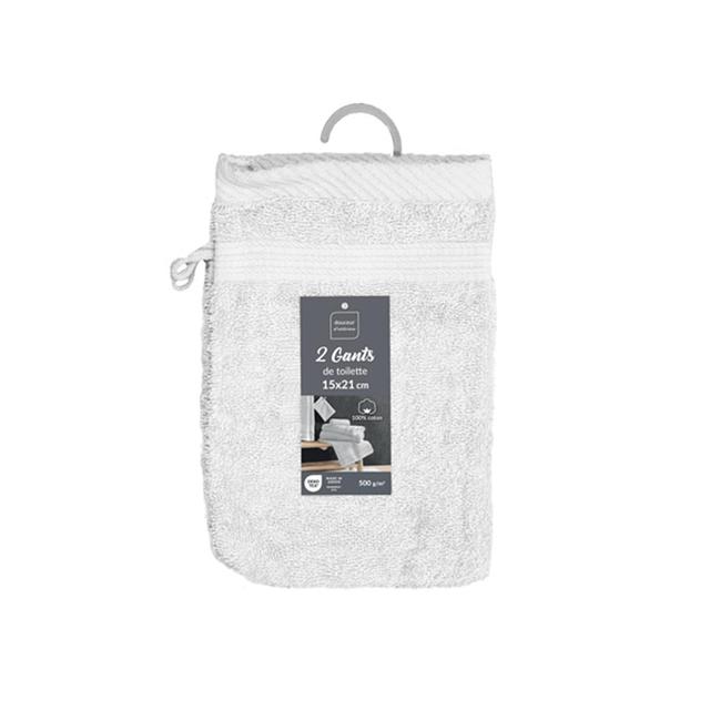 3574388014739 - Douceur D Interieur - Gants de toilette blanc