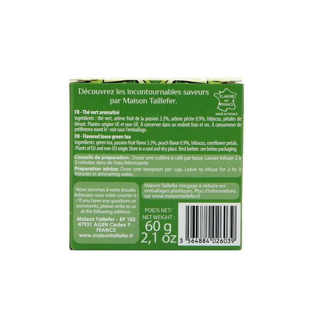 3564884026039 - Maison Taillefer - Thé vert saveur fruits de la passion, pêche.