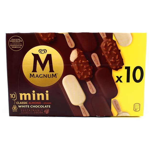 8714100636039 - Magnum Mini - 10 mini Bâtonnets glacés Classic, Amande et Blanc 10x55ml