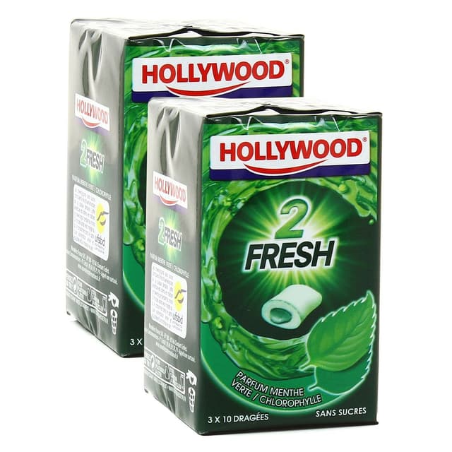 2050000326639 - Hollywood - Dragées 2 Fresh menthe verte chlorophylle sans sucre