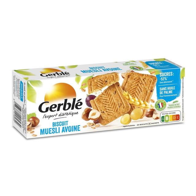 3175680018939 - Gerblé Teneur Réduite - 20 Biscuits Muesli Avoine - 52% de sucres en moins