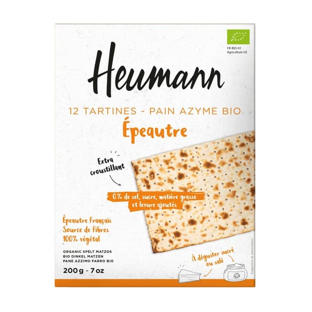 3226980002040 - Heumann - Tartines à la farine d'épeautre bio - Pain azyme 