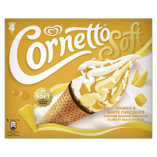8711327664340 - Cornetto - Cônes mangue chocolat blanc