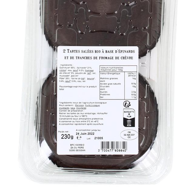 3700477606640 - Carte Nature - Tarte Epinards et Chèvre Bio