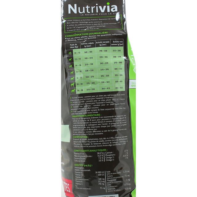 3423072178540 - NUTRIVIA - Croquettes Nutrivia Chien adulte moyenne taille au boeuf et aux carottes