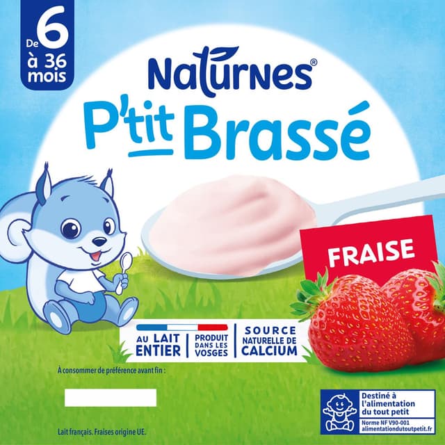 7613035009240 - Naturnes® - P'tit Brassé - Dessert Lacté Fraise Coupelle Bébé Dès 6 mois