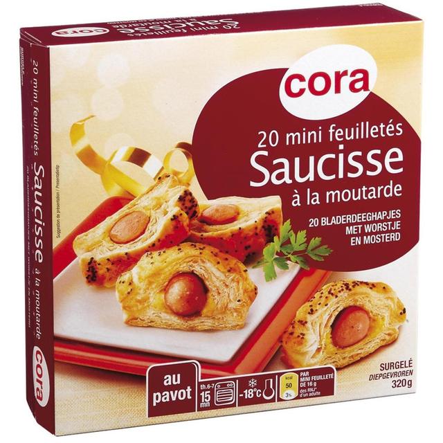 3257983131741 - Cora - 20 Mini feuilletés saucisses à la moutarde