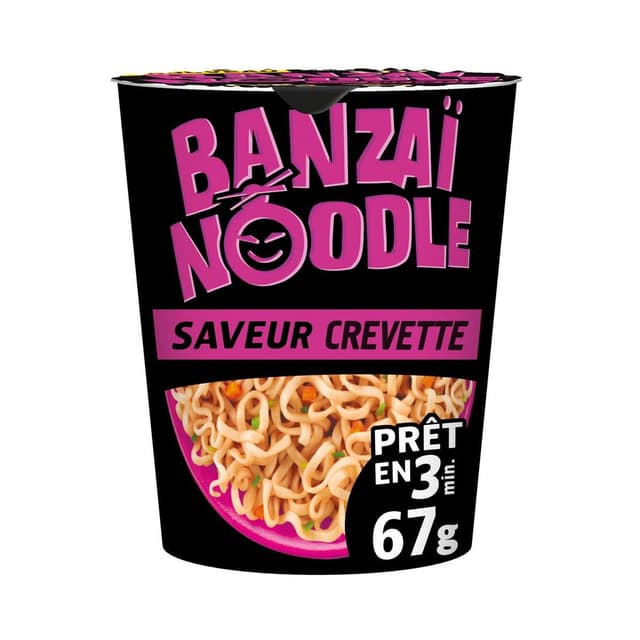 3038359913341 - Panzani - Nouilles Instantanées saveur Crevettes en cup- Banzaï Noodle