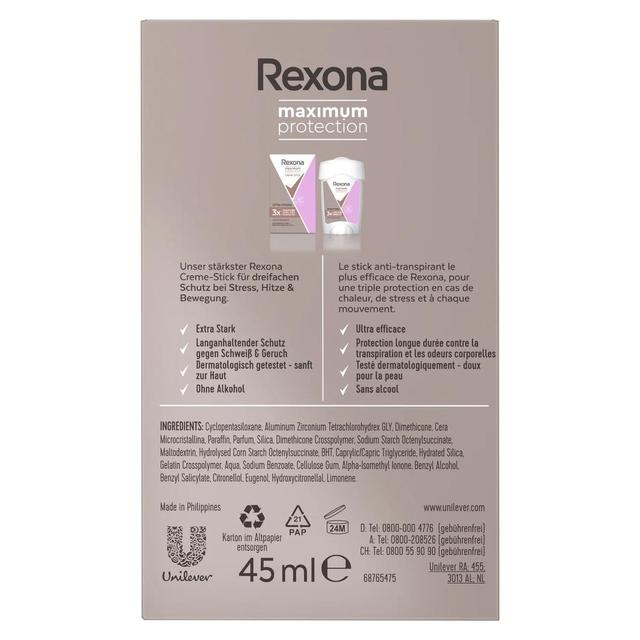 8711600504141 - Rexona - Déodorant stick Anti-transpirant crème maximum protection