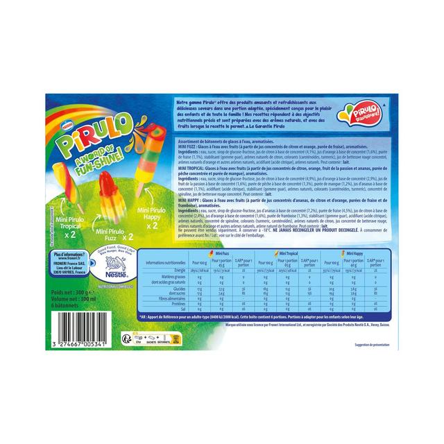 3274667005341 - Pirulo - Bâtonnets glacés à l'eau 