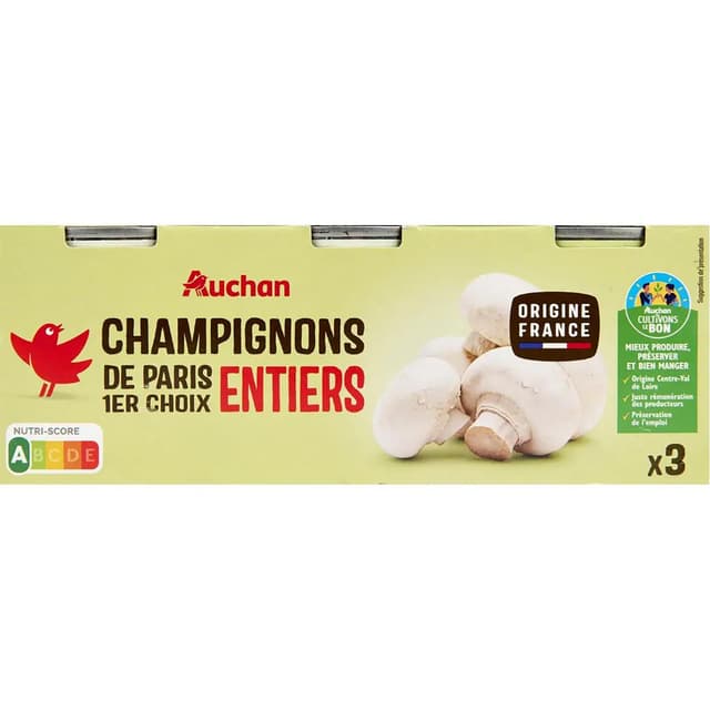 3596710328741 - Auchan - Champignons de Paris entiers 1er choix en conserve