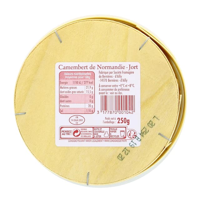 3177870001042 - Jort - Camembert de Normandie Moulé à la Main AOP - Lait de vache cru