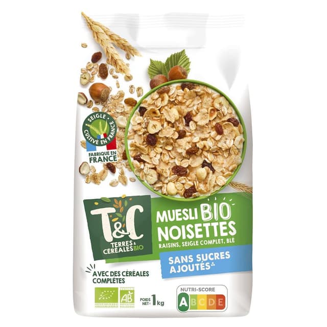 3421557501142 - Terres et Céréales Bio - Céréales Muesli noisettes sans sucres ajoutés bio