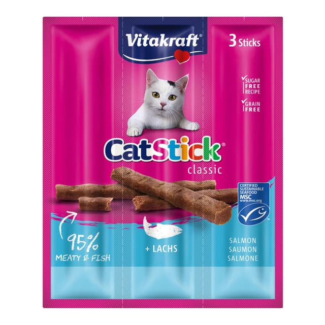 4008239393142 - Vitakraft Catstick - Bâtonnets Saumon MSC - Friandise pour chat