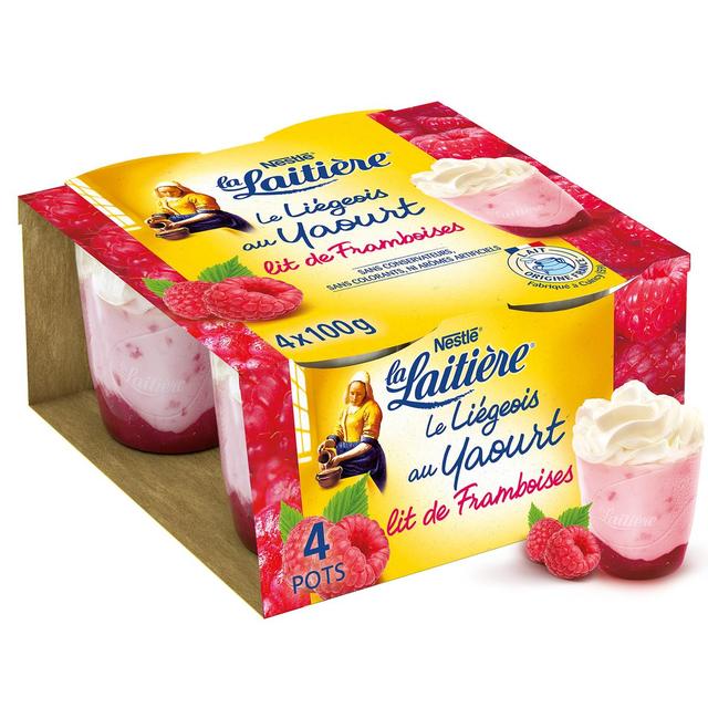 3023290013342 - La laitière - Yaourt Liégeois sur lit de Framboise