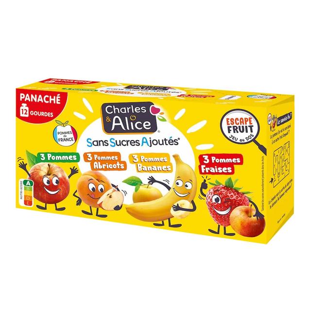 3288313704342 - Charles et Alice - Compote Gourde Pomme Fraise Banane Abricot